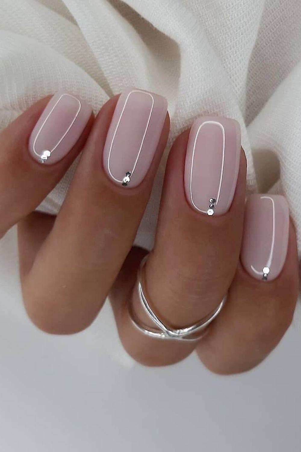 milky pink wedding nails