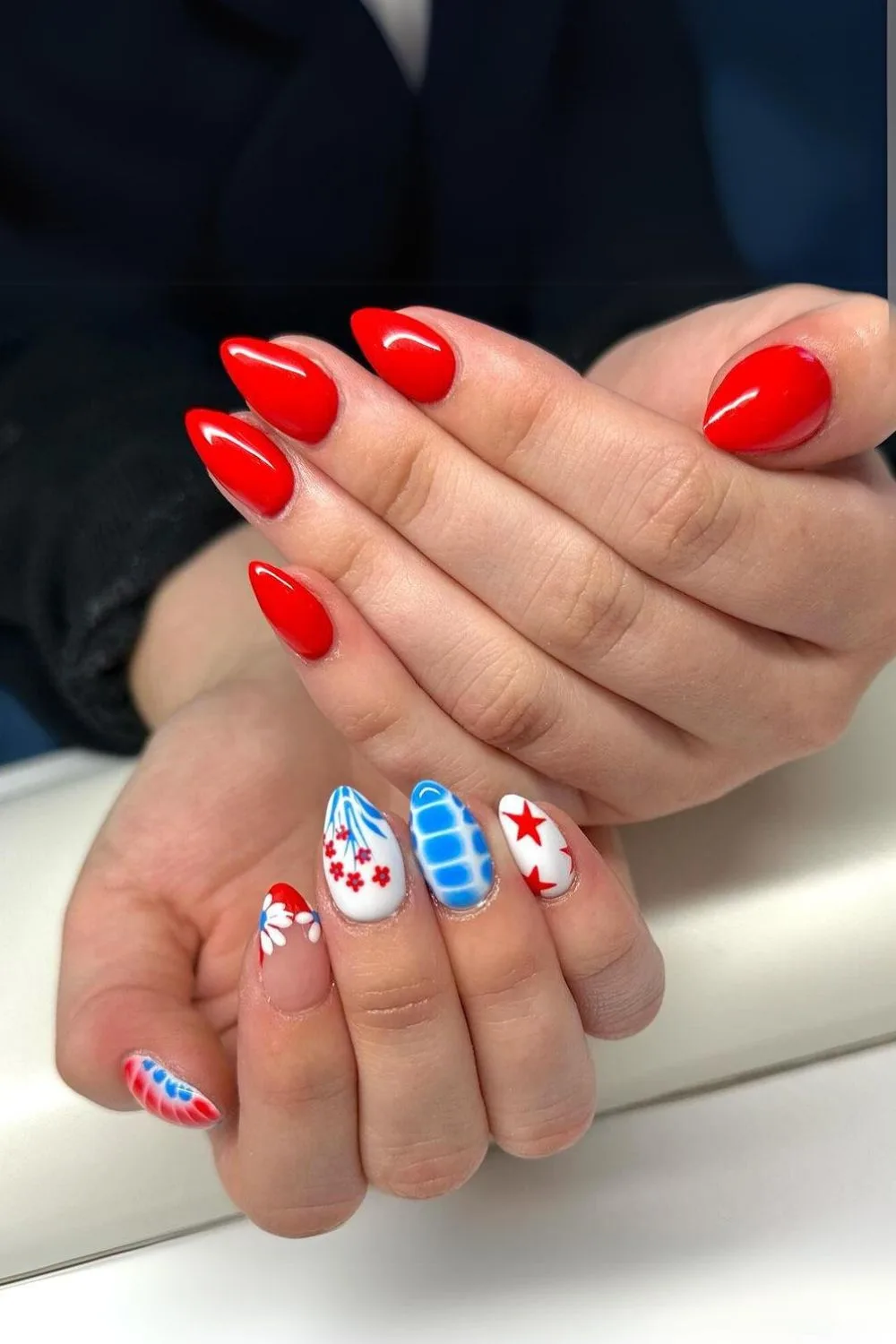 mismatched nails for fourth of july