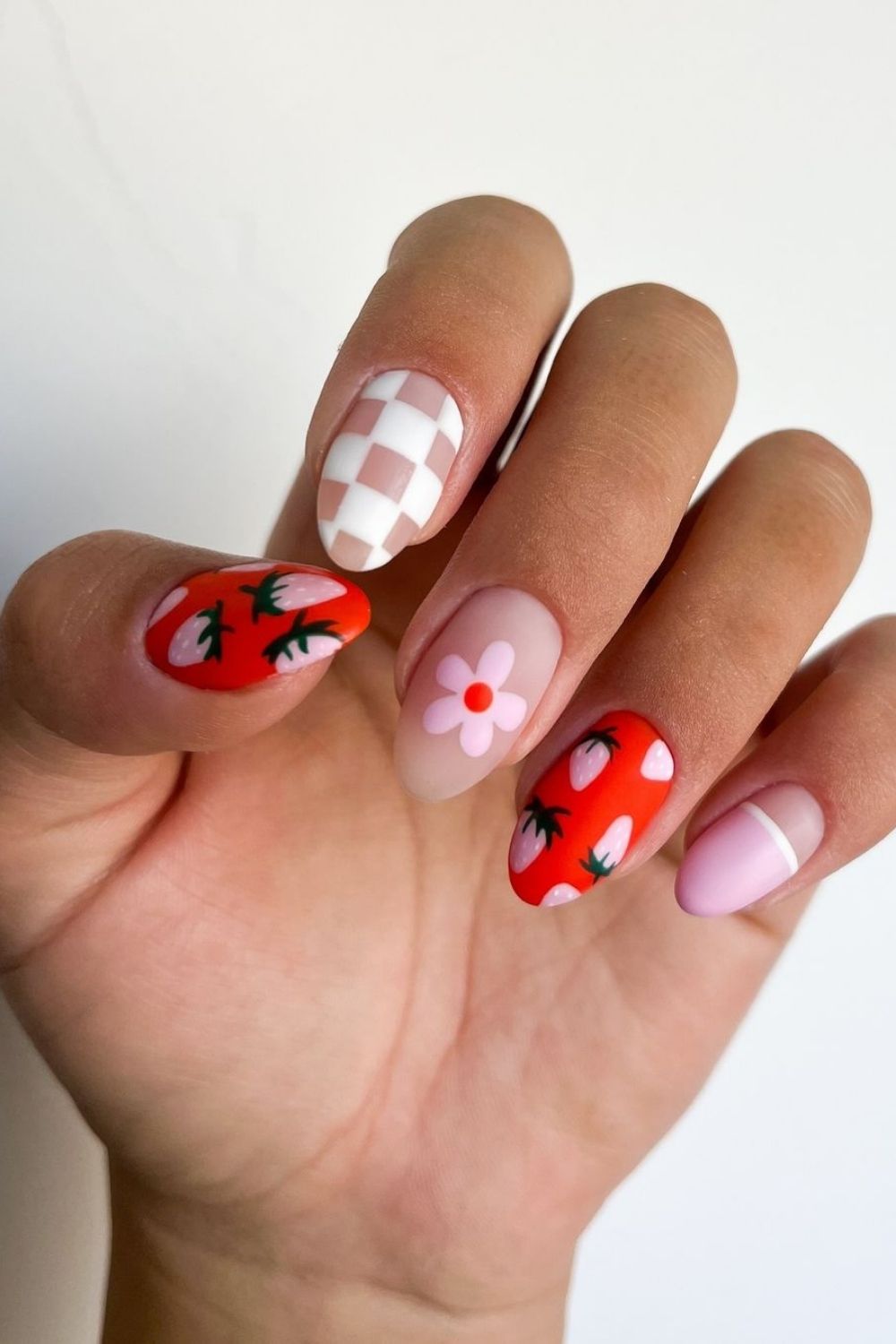 mix and match strawberry nails