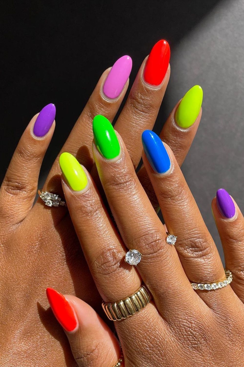 neon skittles nails