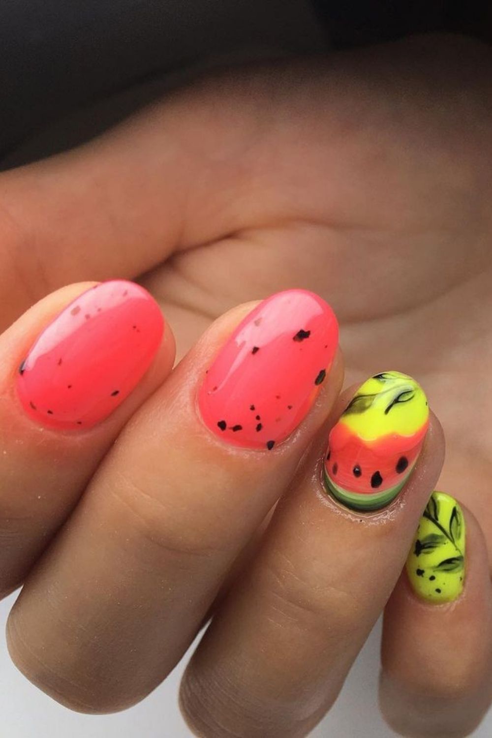 neon watermelon nails