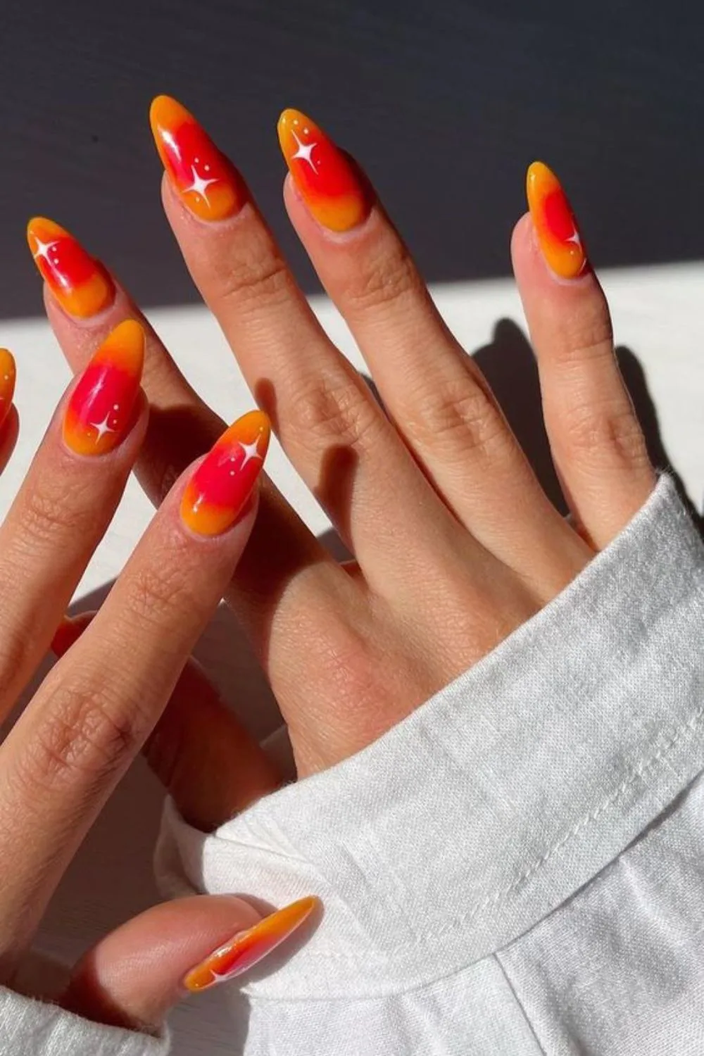 orange aura nails