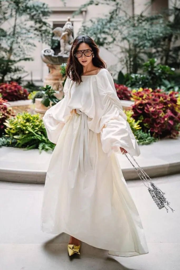 oversized white skirt and shirt