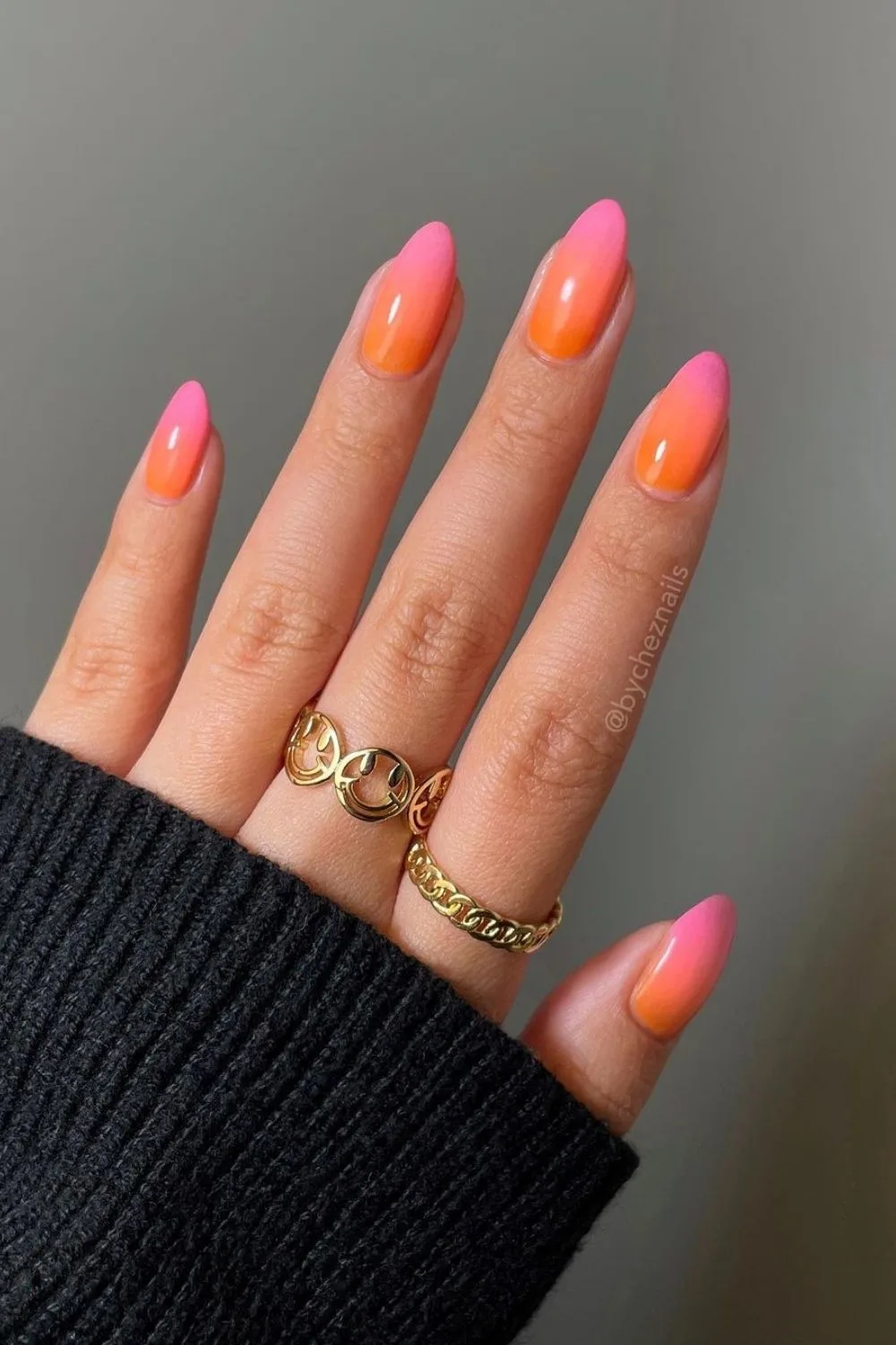 pink and orange ombre nails