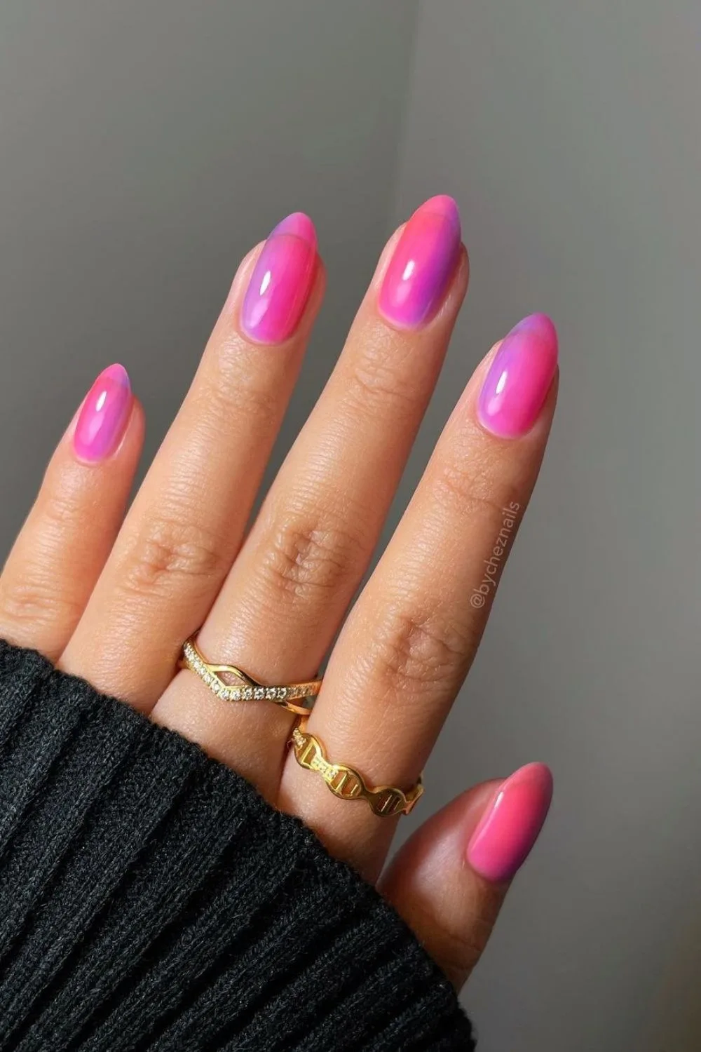 pink gradient jelly nails