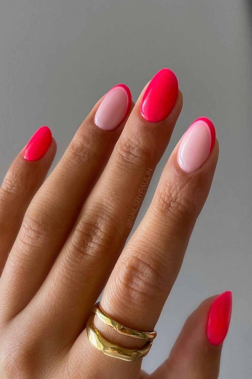 pink neon french tips