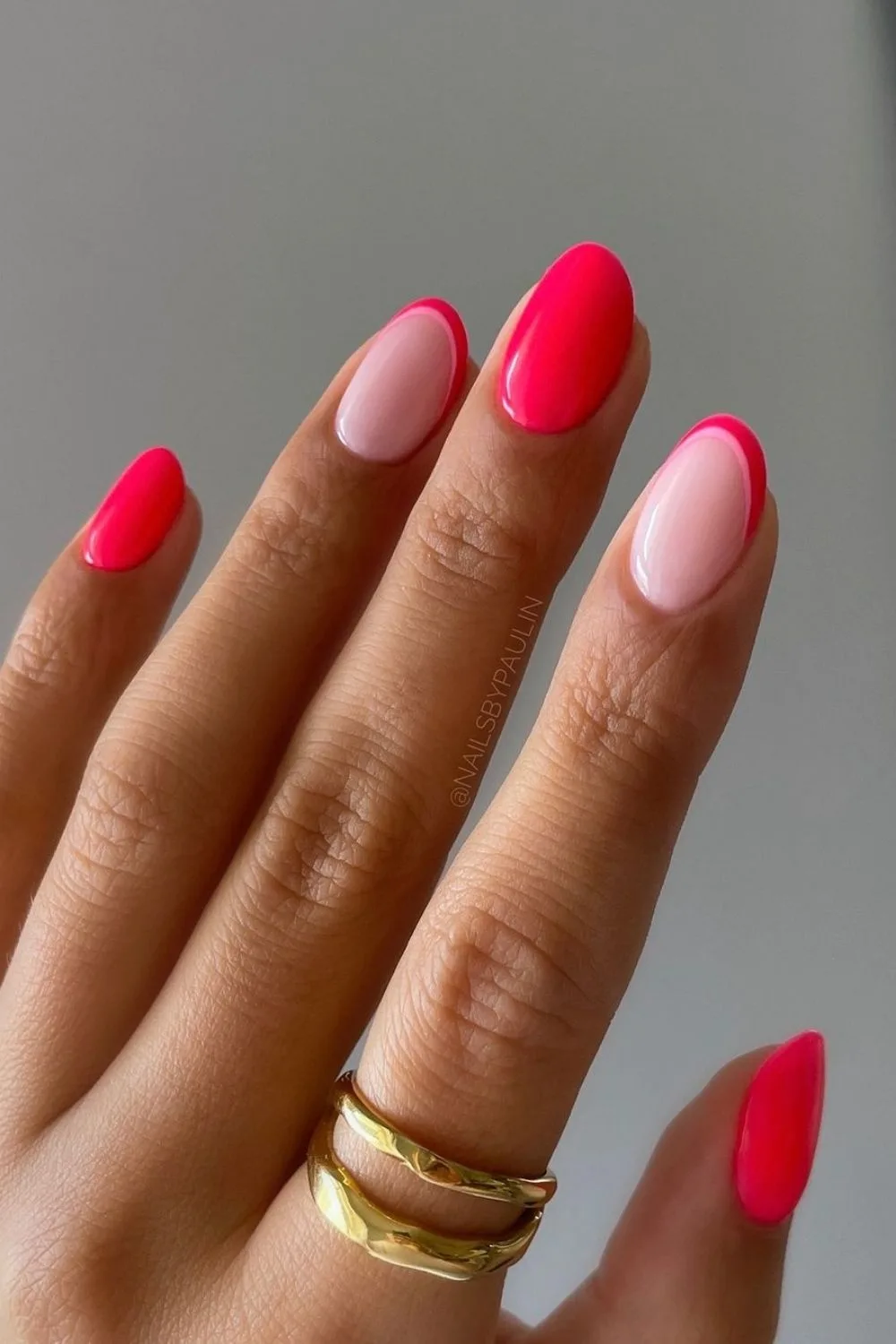 pink neon french tips