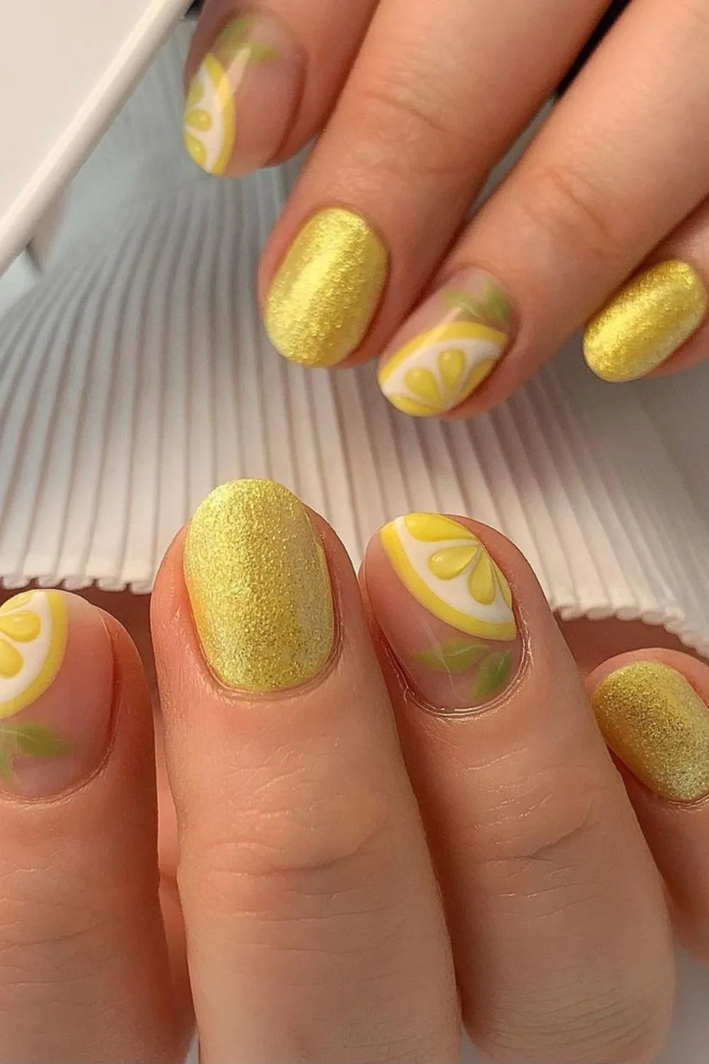 shimmering lemon nails