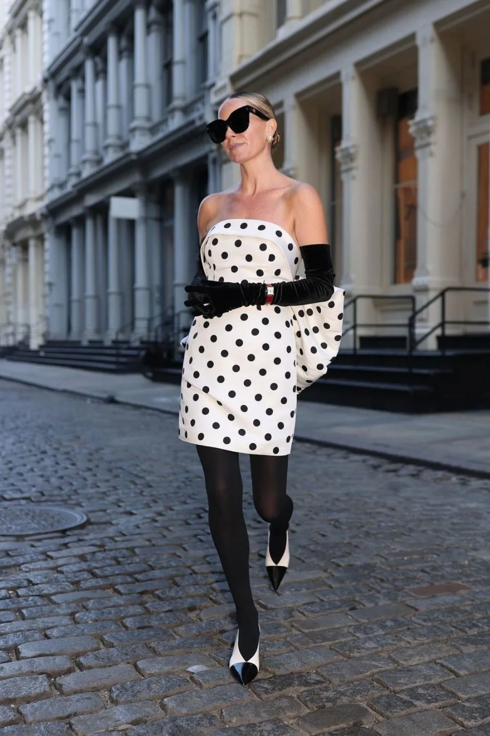 stylish Blair wearing dot dress