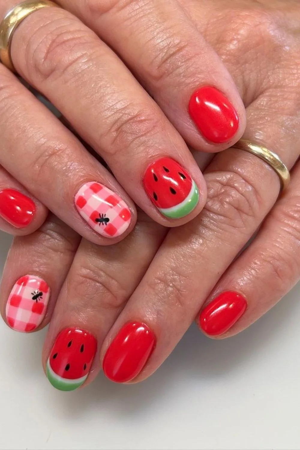 watermelon picnic nails