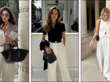 collage of three pictures with women outfits