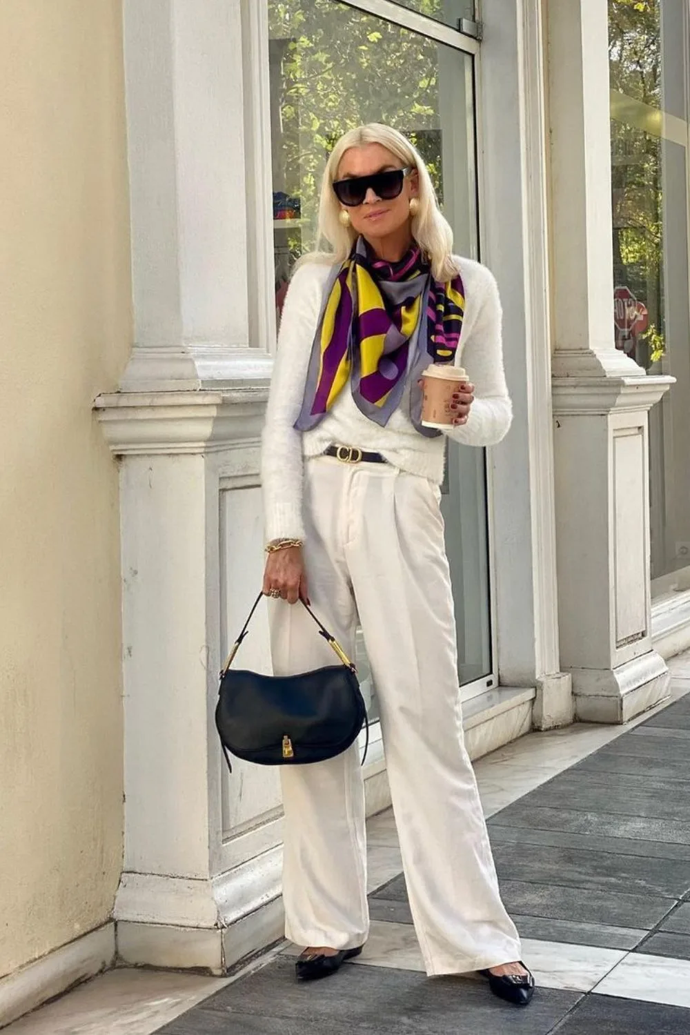 All-White with Vibrant Scarf