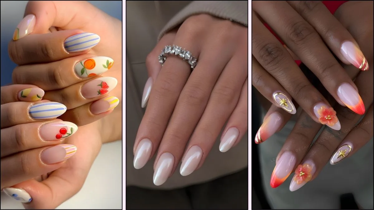 A collage of nail designs for August
