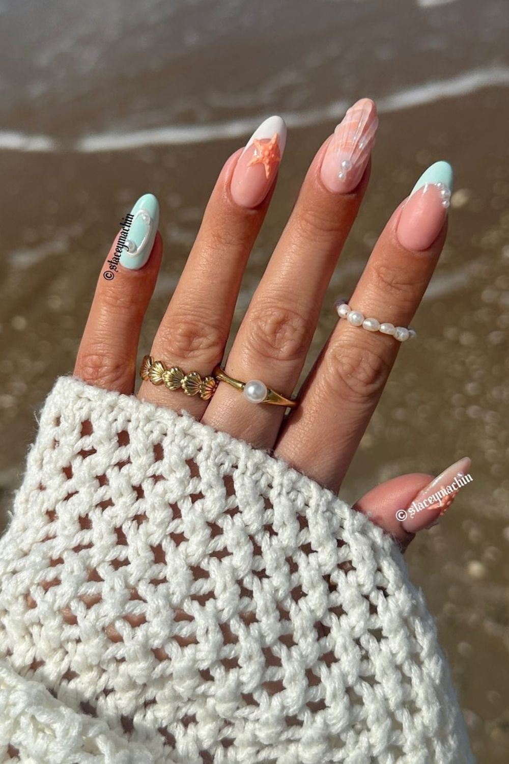 Beach-themed mani