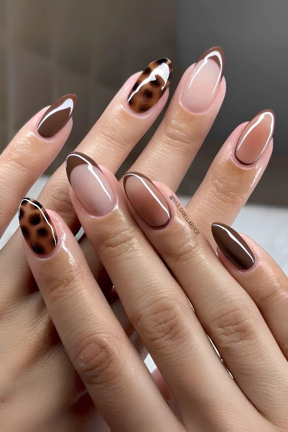 Dark Tortoise Shell Nails