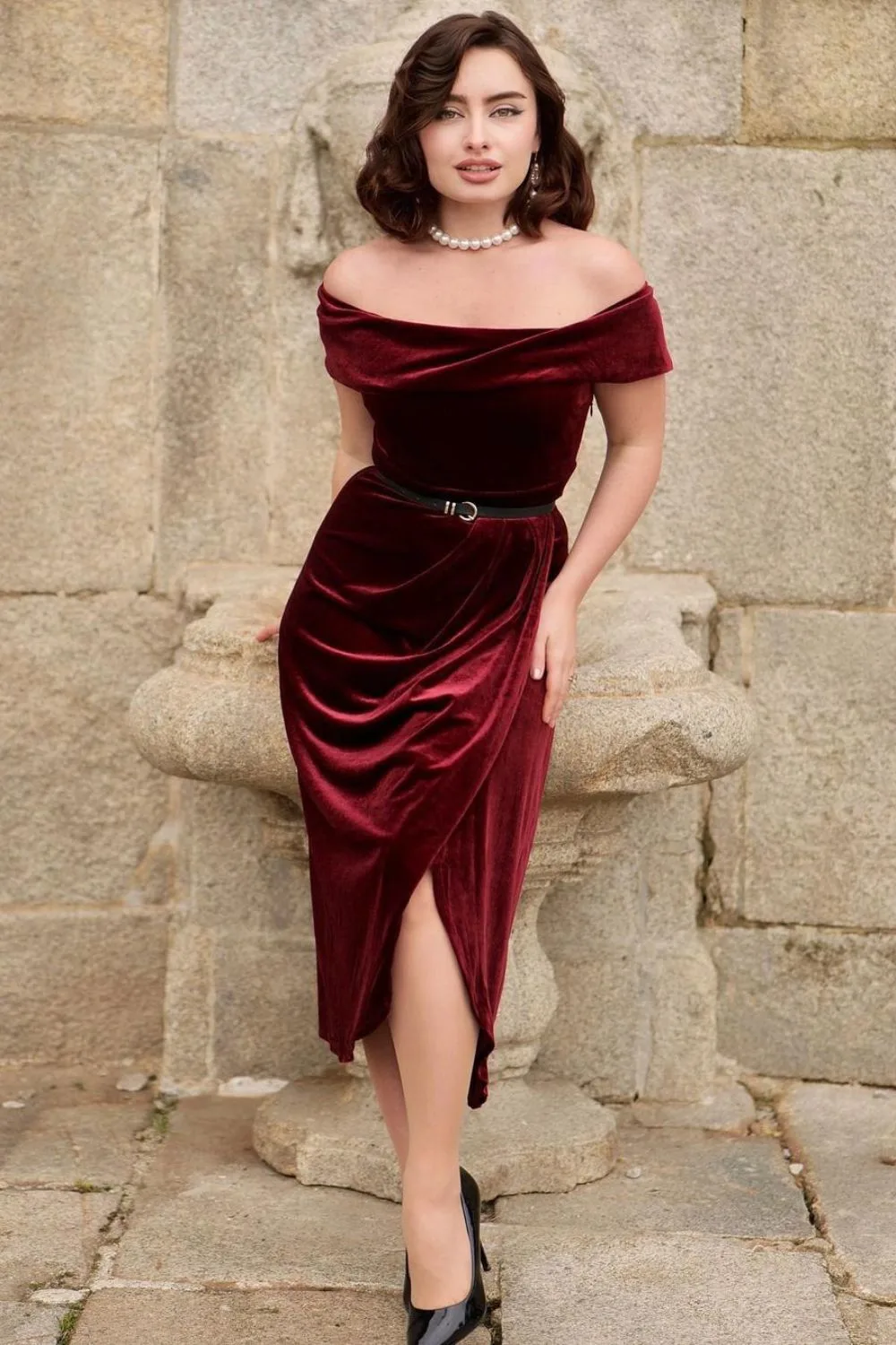 Burgundy Velvet Dress