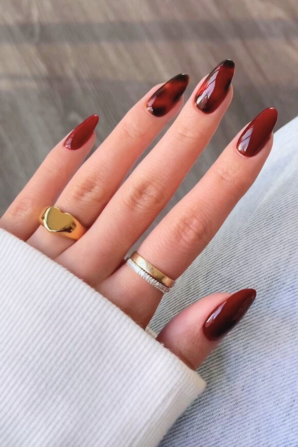 Burgundy tortoise shell nails