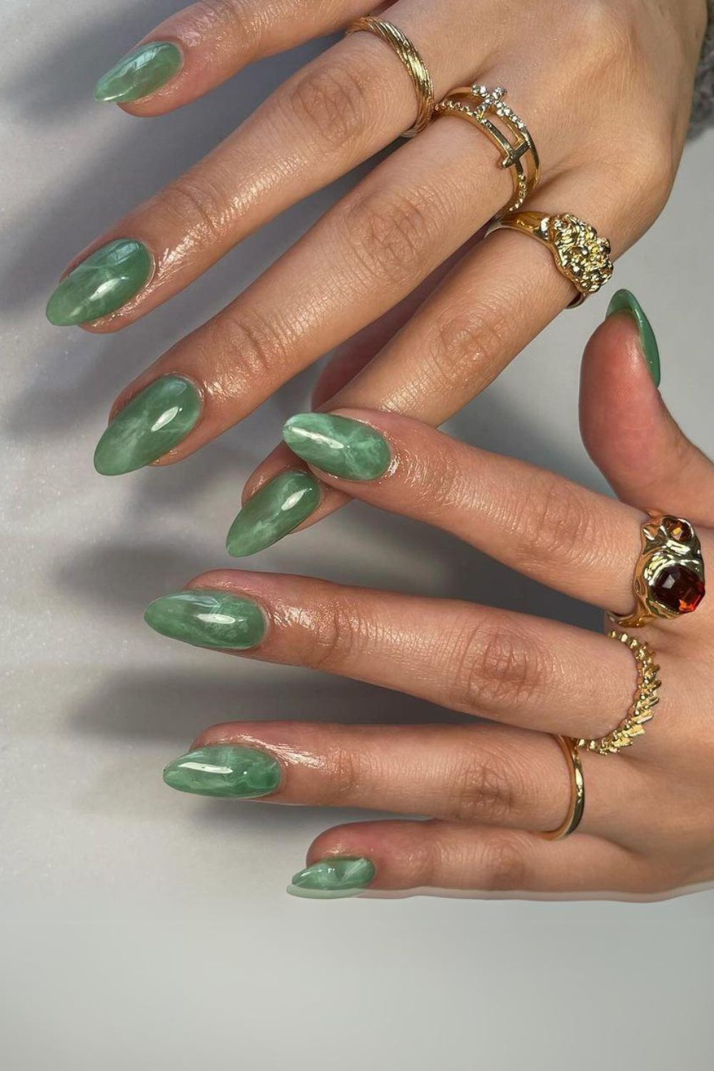 Classic Jade marble nails