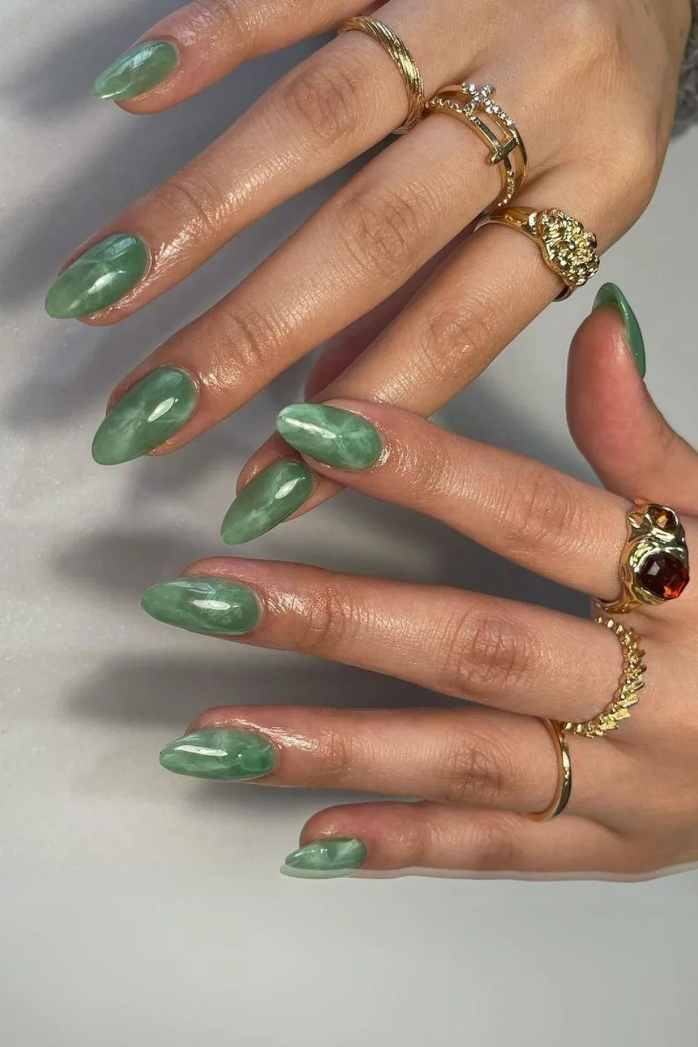 Classic Jade marble nails