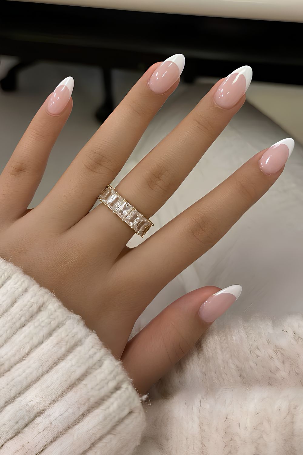 Classic white French tip manicure