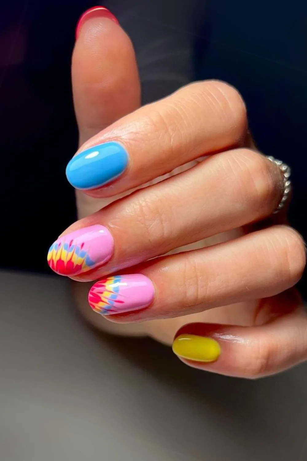 Colorful and fun tie dye nails