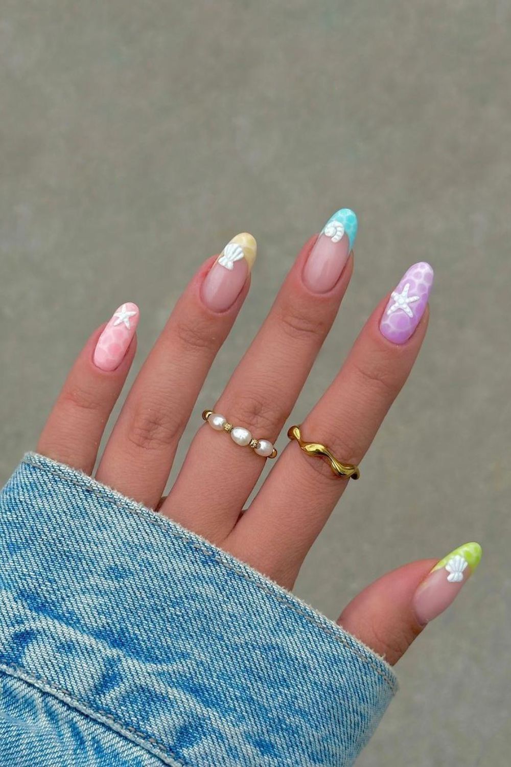 Colorful beach-themed mani