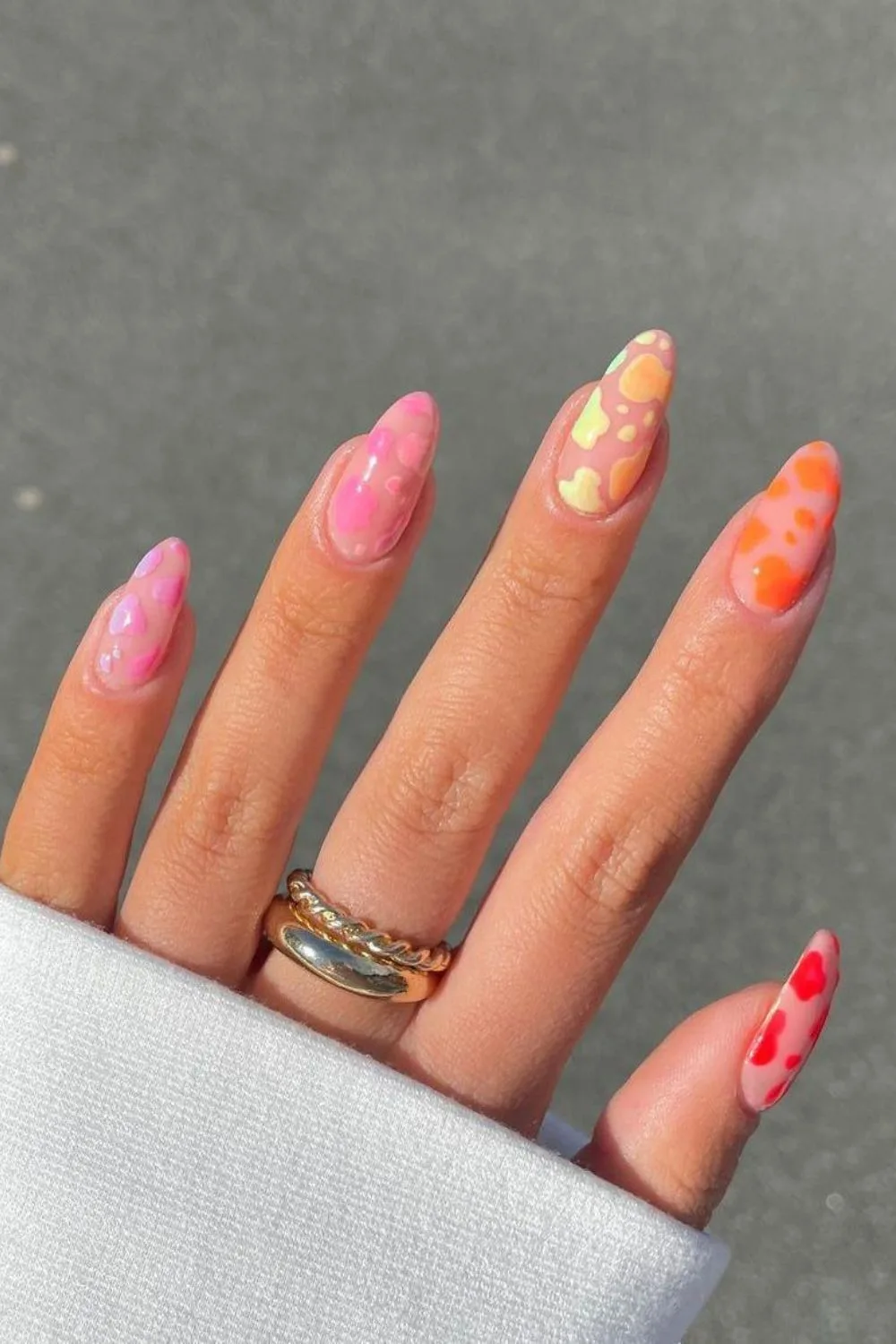 Colorful cow print nails