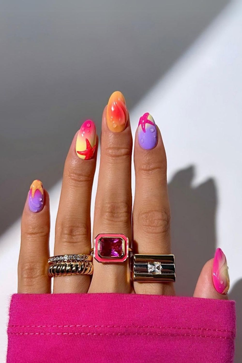 Colorful starfish mani