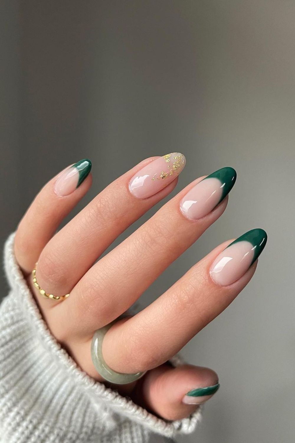 Dark green french nails