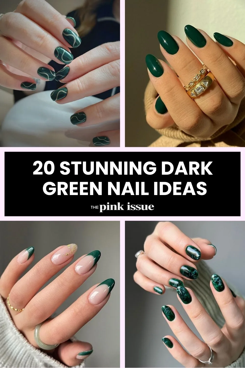 Dark green nail ideas Pinterest