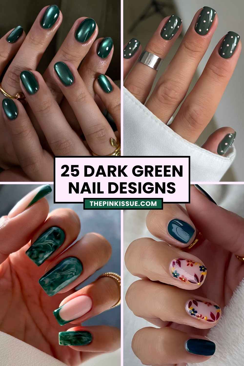 Dark green nails Pinterest
