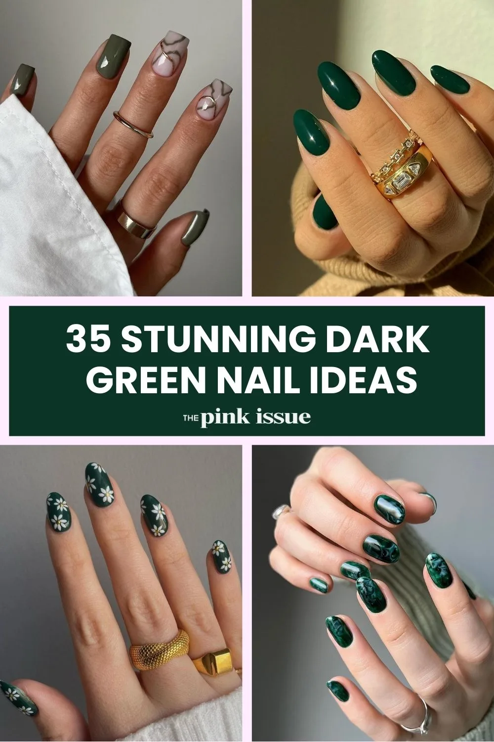 Dark green nails designs Pinterest