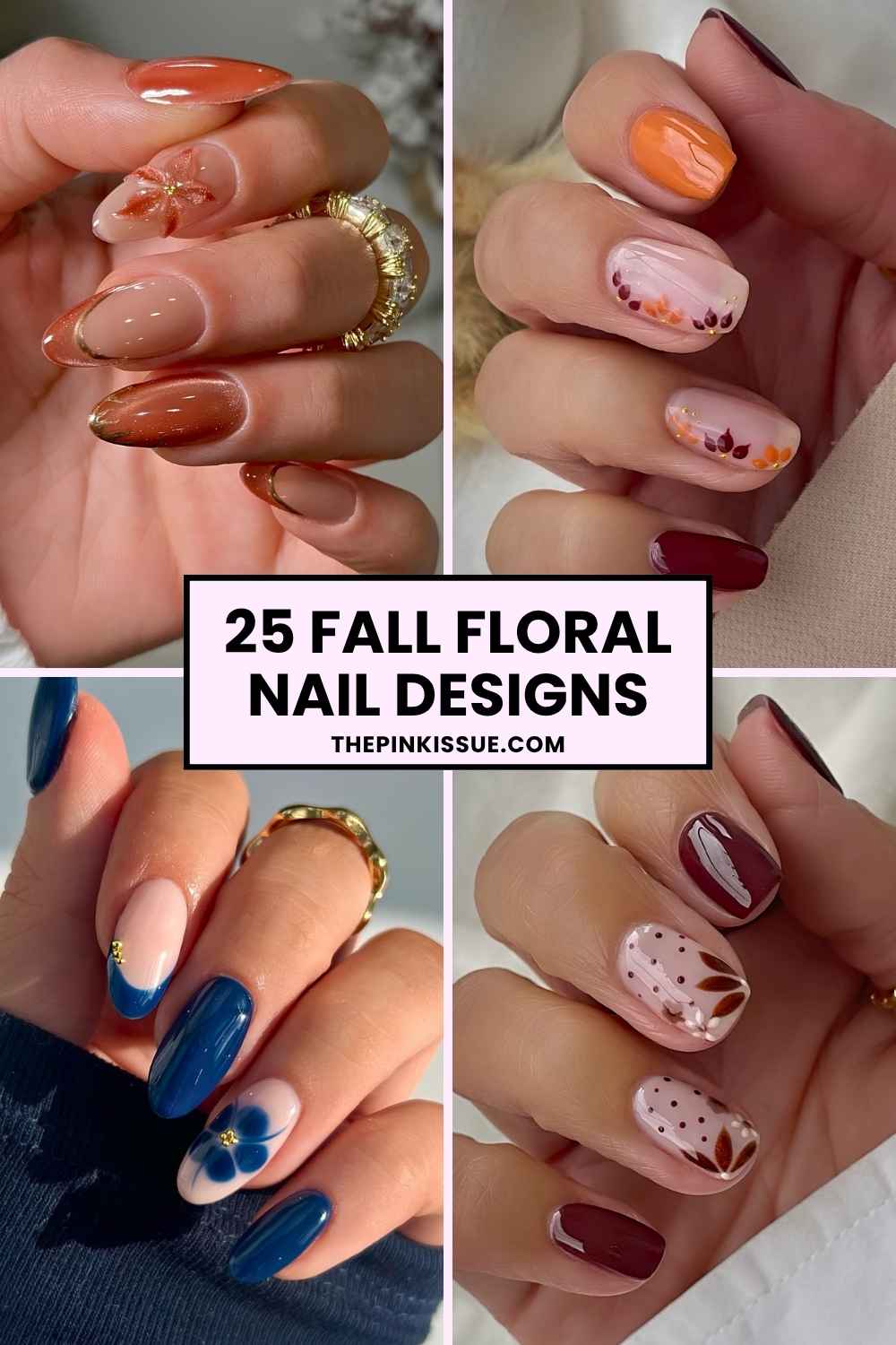 Fall floral nail ideas Pinterest