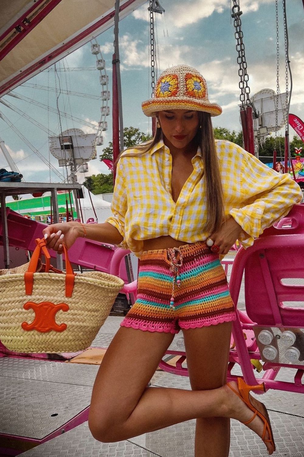 Gingham Shirt & Crochet Shorts