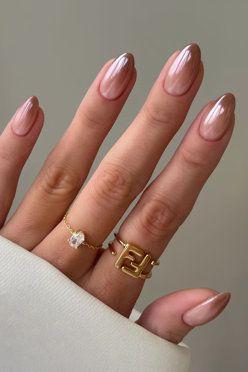 Glazed brown ombre manicure