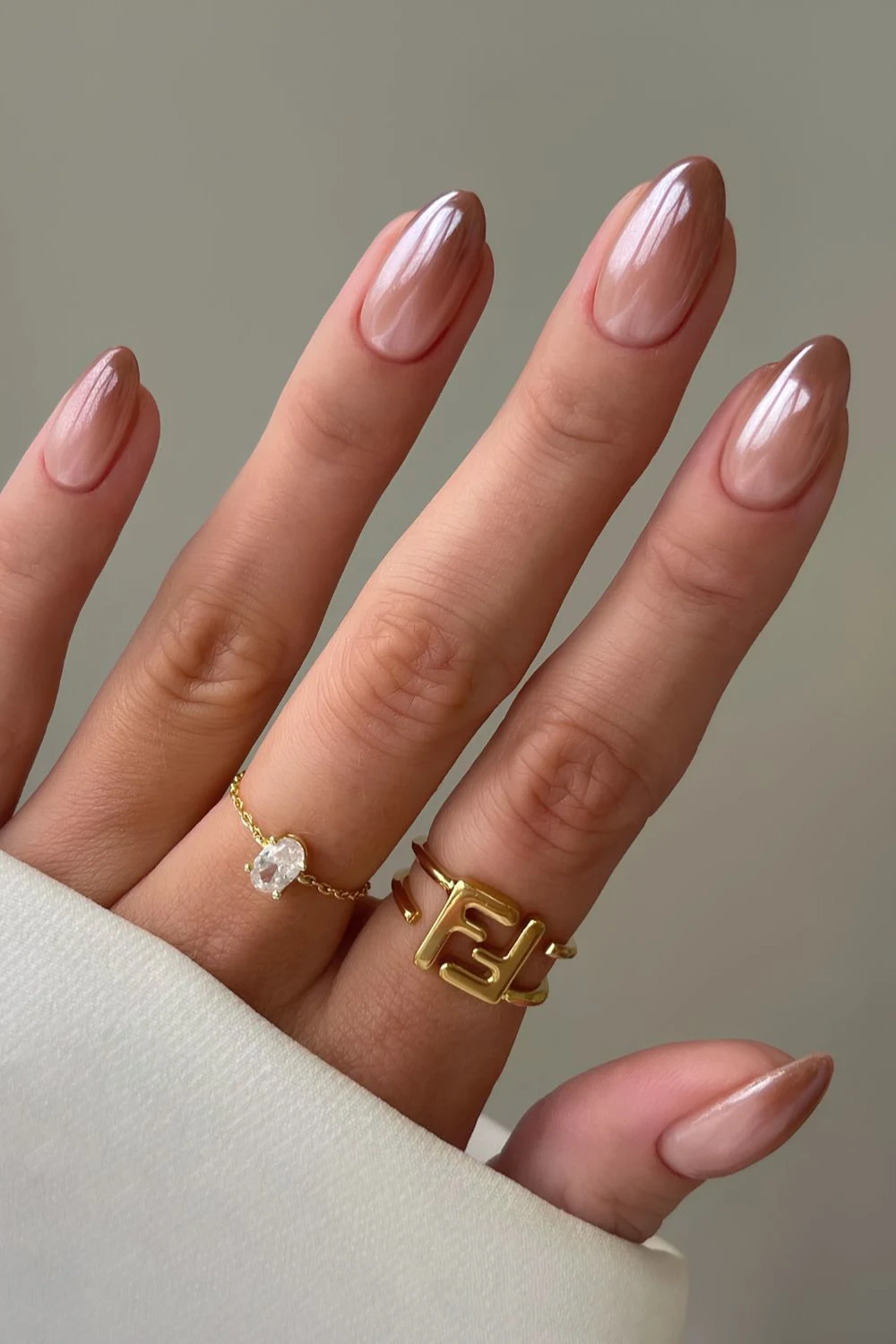 Glazed brown ombre manicure