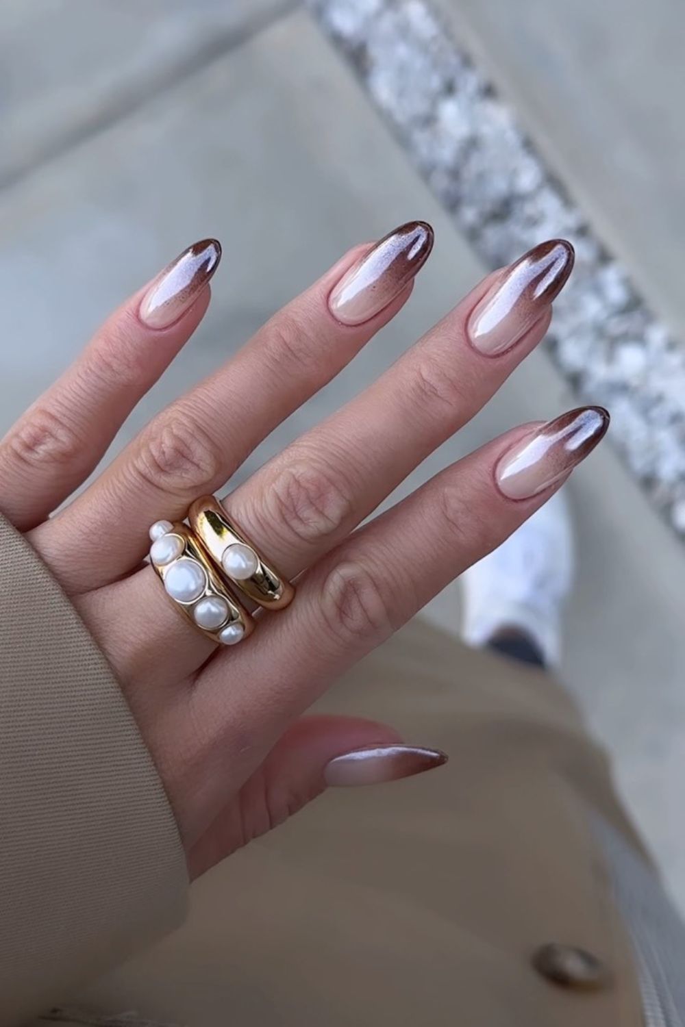 Glazed brown ombre nails