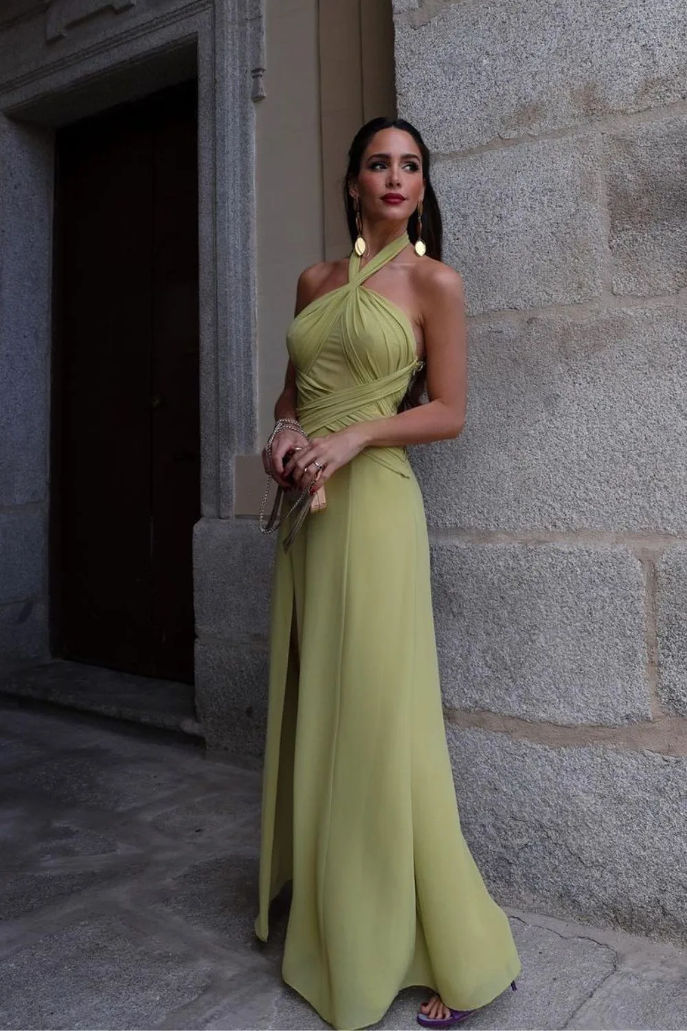 Green grecian-style dress