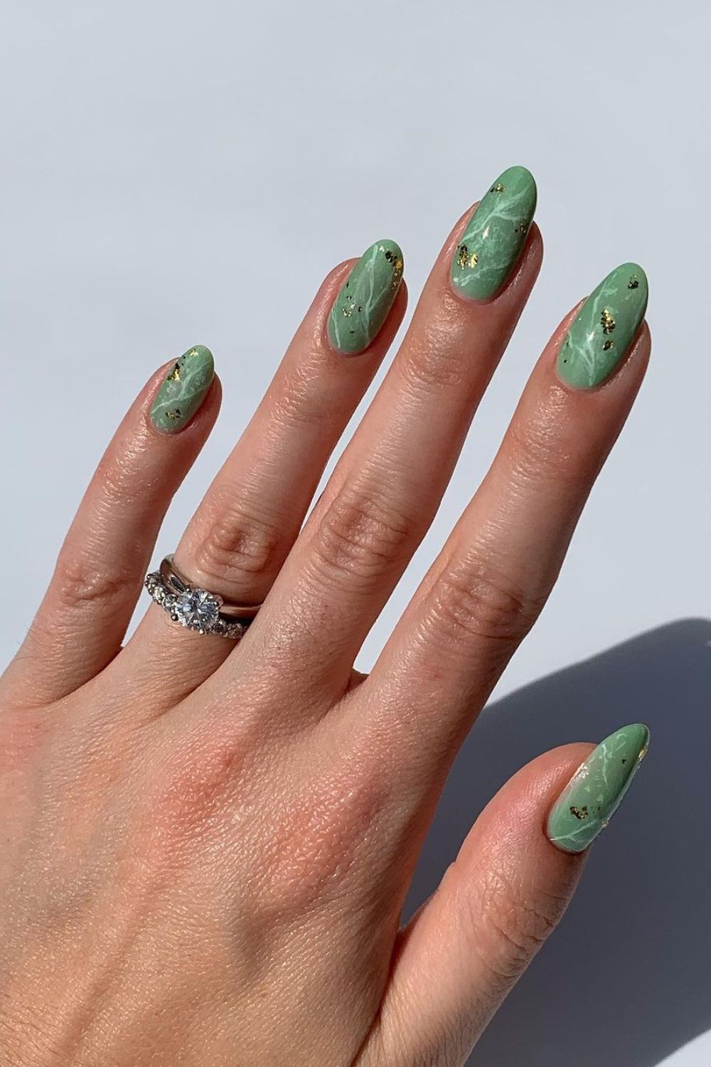 Jade nails with gold flecks