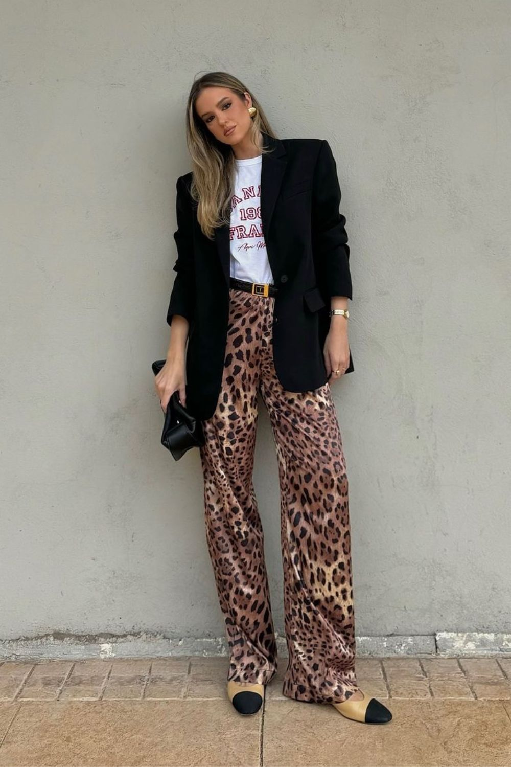 Leopard Print Pants & Black Blazer