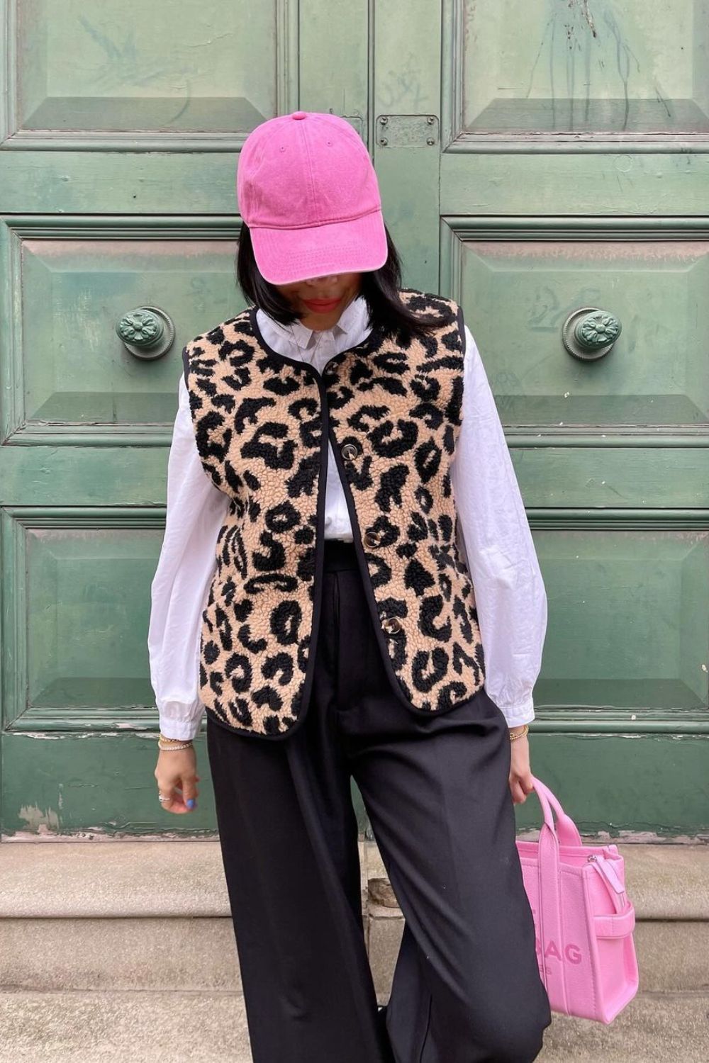 Leopard Vest with Pink Hat