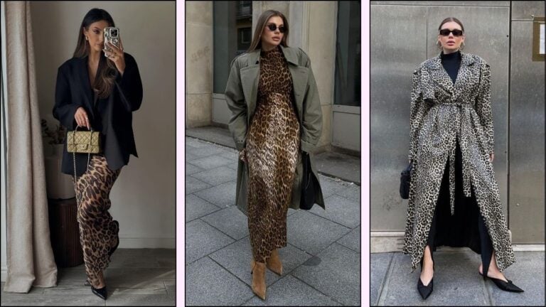 A collage of leopard print fall outfit ideas