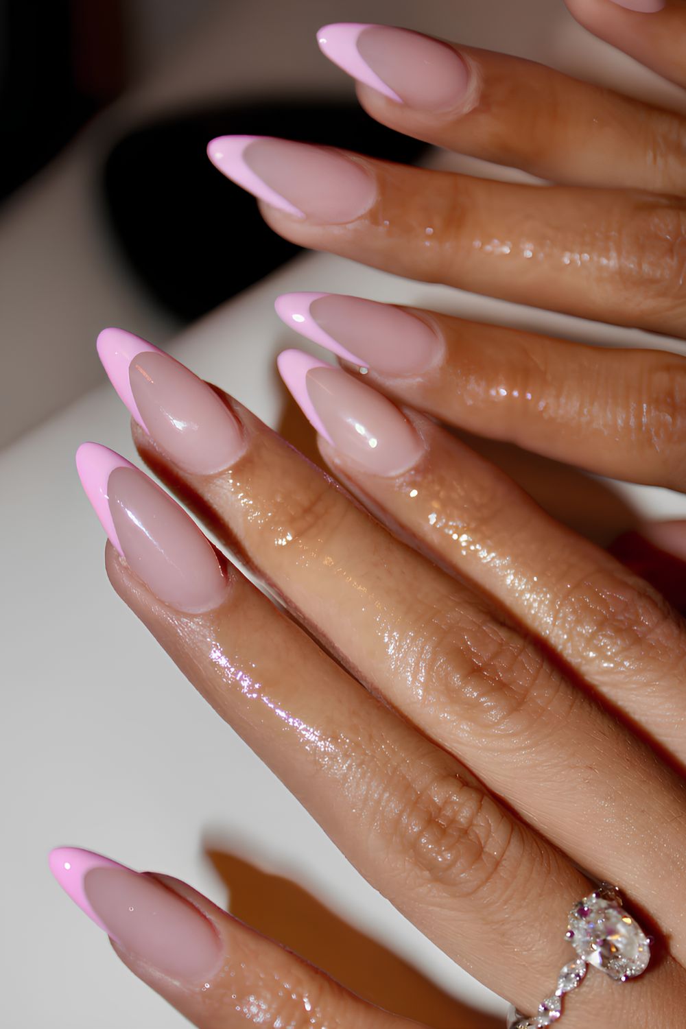 Light pink French tip manicure