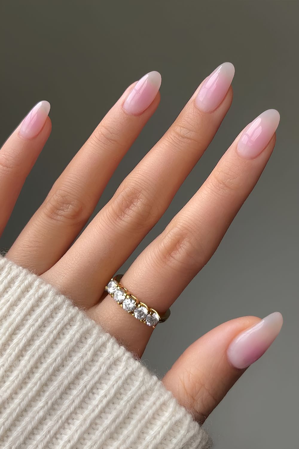 Milky nails with pink blush effect
