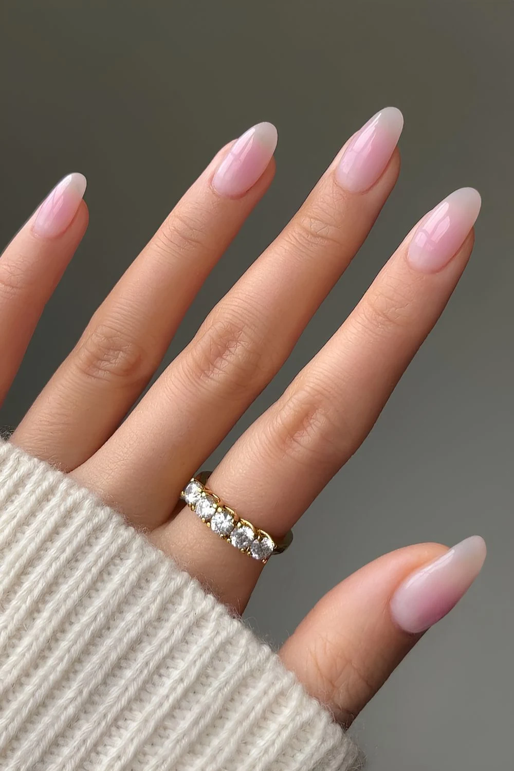 Milky nails with pink blush effect