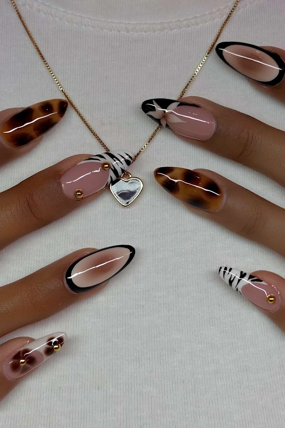 Mix and match animal print manicure