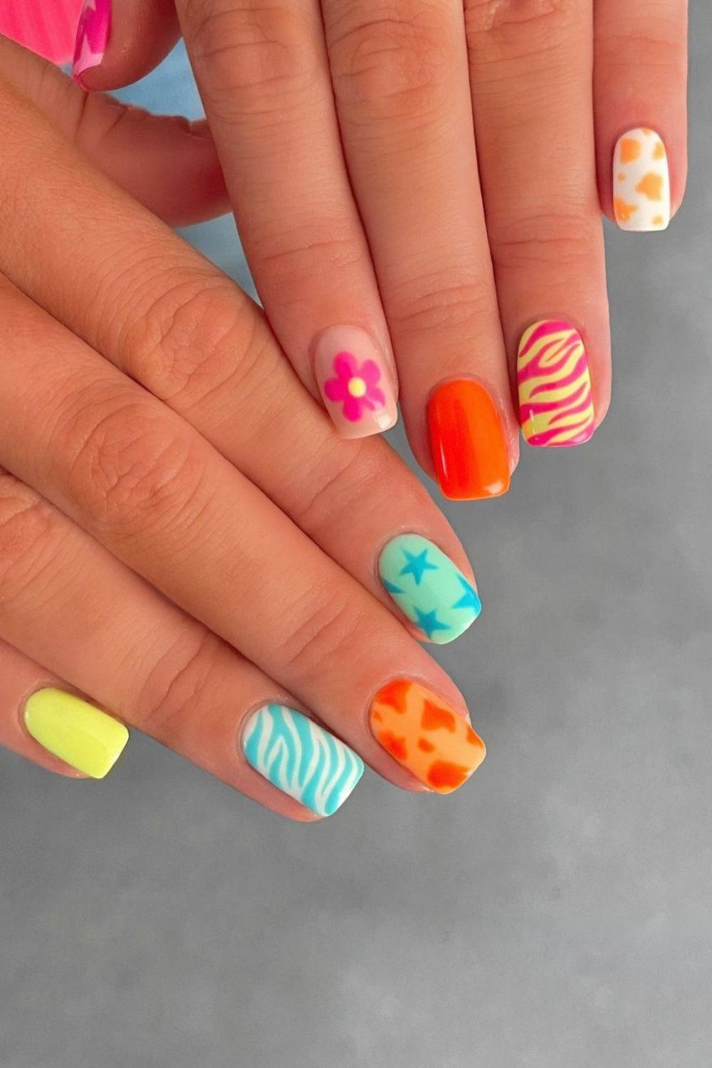 Mix and match animal print nails