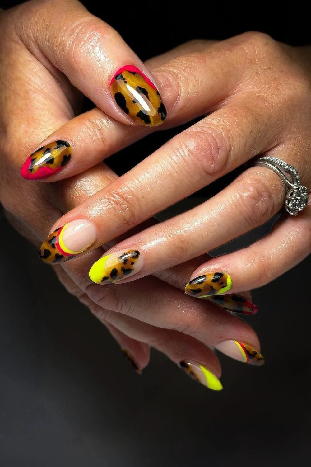 Neon and tortoise shell nails