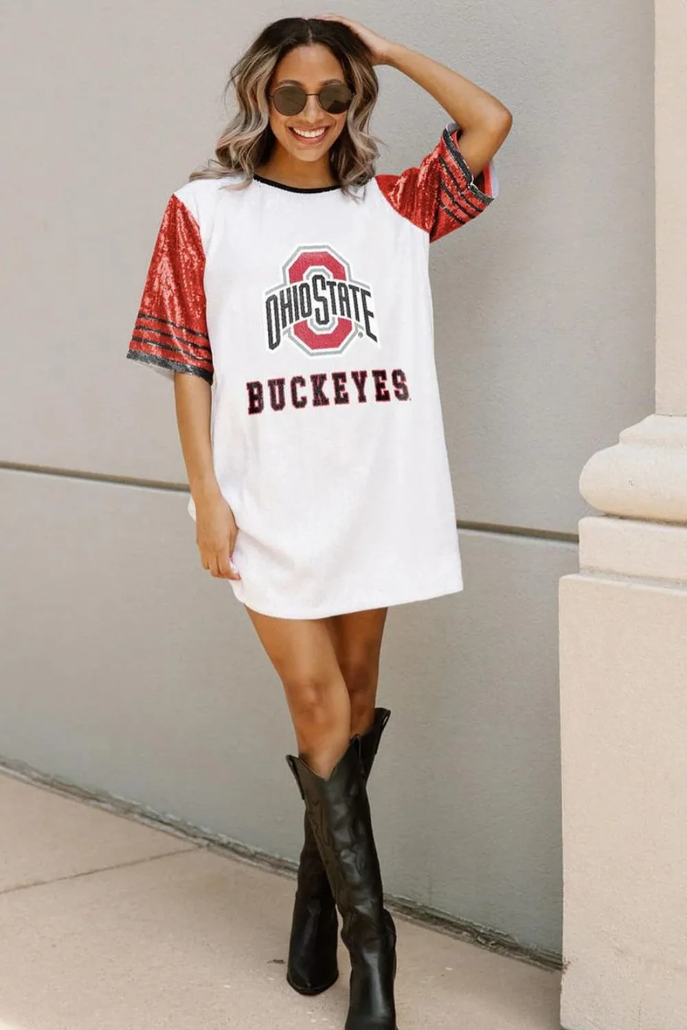 Ohio State Tunic Dress with Black Boots