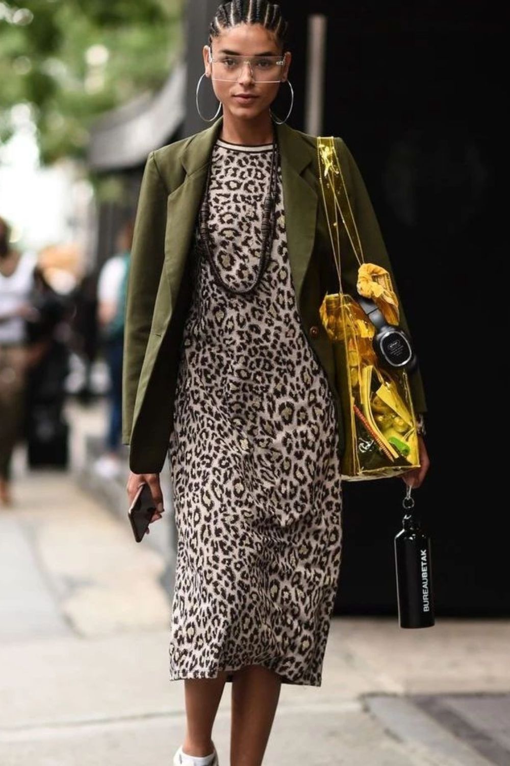 Olive Blazer & Leopard Dress